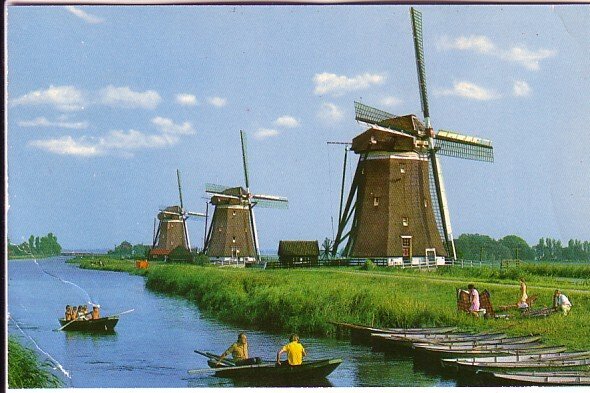 Three Windmills, People in Boats, Leidschendam, Netherlands