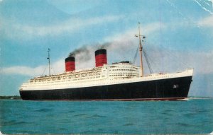 Sailing & navigation themed postcard RMS Queen Elizabeth cruise ship Cunard Line
