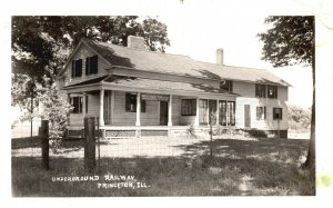 Postcard 1953 Real Photo Underground Railway Station Princeton Illinois ILL RPPC