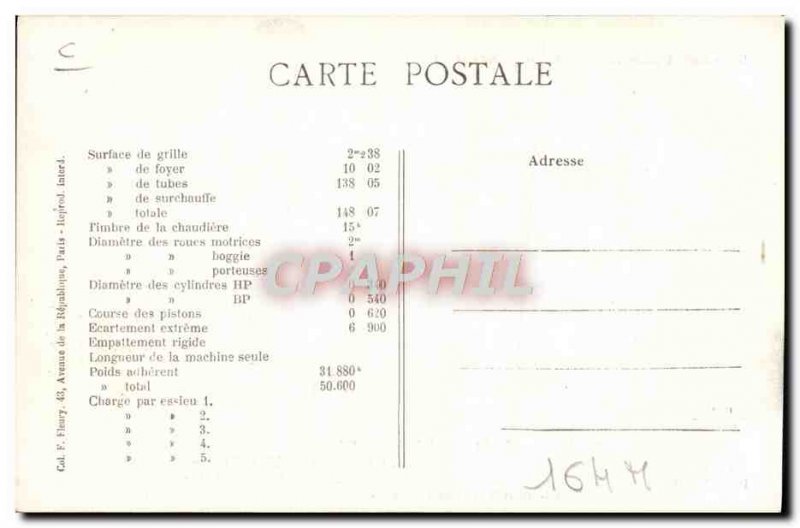 Postcard Old Train Locomotive Machine C22