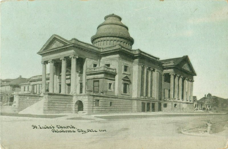 St Luke's Church Oklahoma City, Oklahoma OK 1915 Black & White Postcard