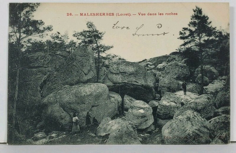 MALESHERBES Loiret Vue dans les roches c1904 Postcard L12