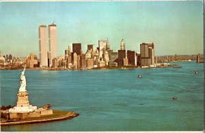 Statue of Liberty and Lower Manhattan New York City Vintage Postcard