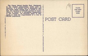 Cincinnati Ohio OH Birdseye View Swimming Pool c1930s-40s Linen Postcard