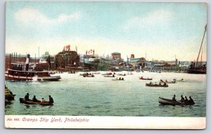 Philadelphia Pennsylvania~Cramps Ship Yard Scene~Rowboats~Steamer~c1910 Postcard