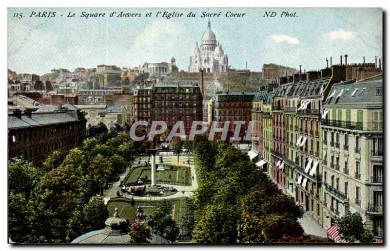 Paris Old Postcard The Square d & # & # 39Anvers and 39eglise the sacred heart