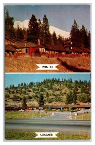 Golden Spur Motel Summer & Winter Weed Califronia CA Chrome Postcard S23