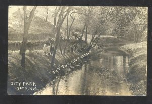 RPPC YORK NEBRASKA CITY PARK CREEK 1911 VINTAGE REAL PHOTO POSTCARD DOUBLAS