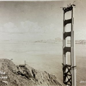 c.1930s Construction Marin Pier Golden Gate Bridge Tower San Francisco RPPC