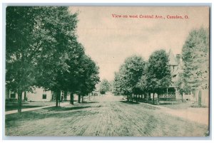 c1910 View West Central Avenue Exterior Street Road Camden Ohio Vintage Postcard 