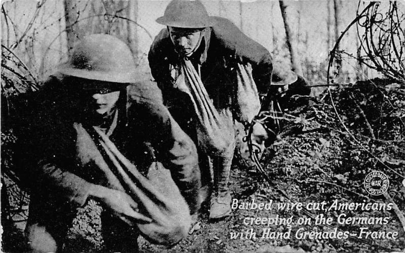 Barb Wire Cut Americans Attack German Line Army Military World War I postcard