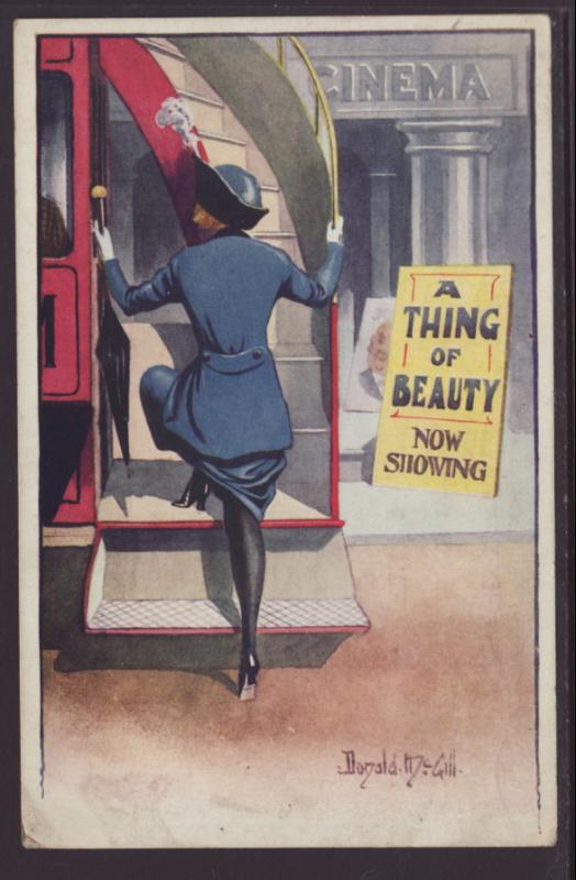 Woman Getting on Bus,Wall Postcard