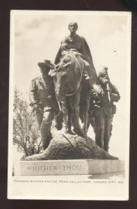 RPPC KANSAS CITY MISSOURI PENN VALLEY PARK PIONEER MOTHER STATUE POSTCARD