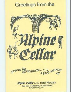 1960's ALPINE CELLAR RESTAURANT ON 34TH STREET New York City NY G8888
