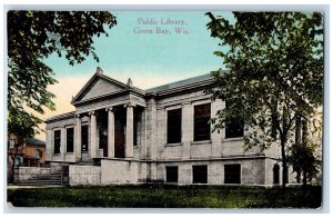 Green Bay Wisconsin WI Postcard Public Library Building Exterior c1910s Antique