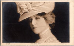 RPPC Edna May Postcard 1917 RARE England UK Beauty Fashion KJ6