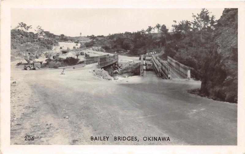 C23/ Okinawa Japan Foreign Real Photo RPPC Postcard c1940s Bailey Bridges