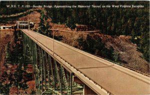 Ben der Bridge Approaching Memorial Tunnel West Virginia Turnpike Postcard Vtg 