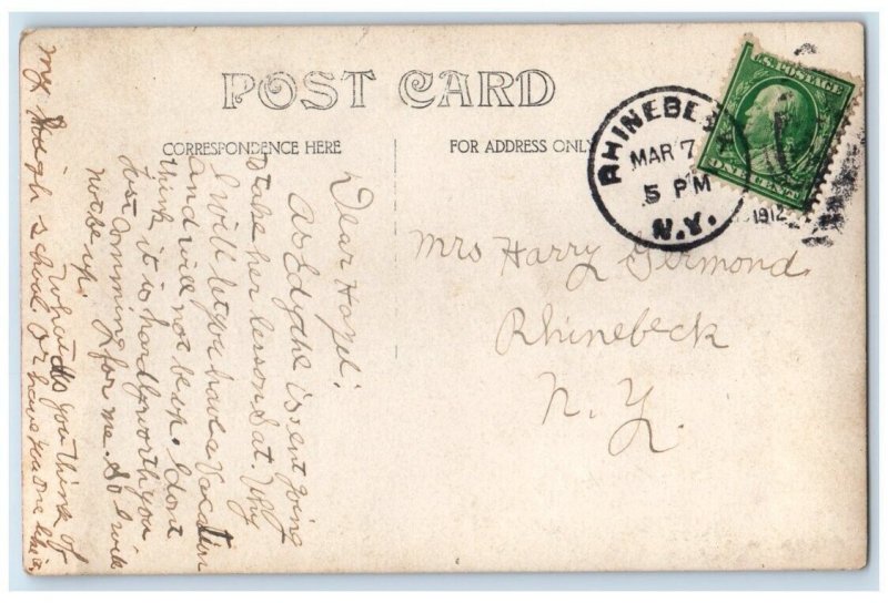 1912 Home Residence Stone Wall View Ackert Hook Rd Rhinebeck NY RPPC Postcard