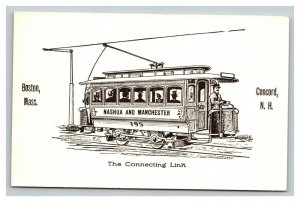 Vintage 1910's Postcard Nasua & Manchester Cable Car - Boston MA to Concord NH