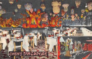 New York City Chen's Singapore Chinese Restaurant Dining Room Postcard AA32494