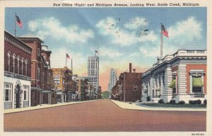 BATTLE CREEK, Michigan, PU-1950; Post Office And Michigan Avenue Looking West