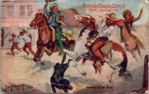 Shooting Up The Town Hastings Frontier Frestival 1908 NE Postcard PC391