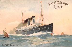 American Line, US MSS St Louis at Sea Ship 1908 Missing Stamp wear left top c...