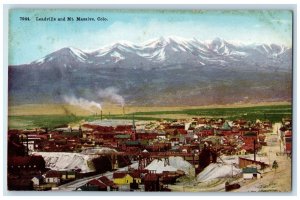 c1950 Leadville & Mt. Massive Mountain Snowcapped Building Colorado CO Postcard