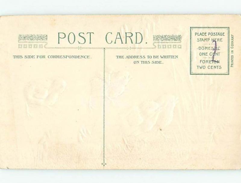 Pre-Linen easter RARE BLACK CHICK BESIDE YELLOW CHICKS HL0769