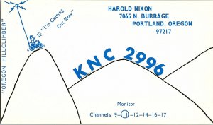 QSL Radio Card From Portland Oregon KNC 2996