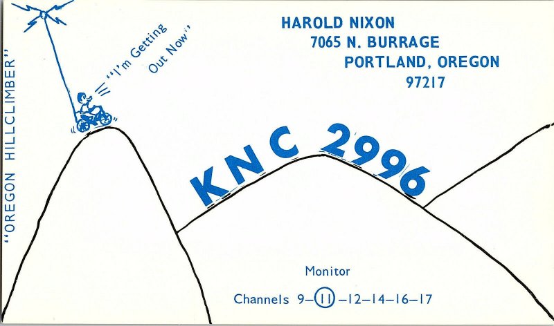 QSL Radio Card From Portland Oregon KNC 2996 