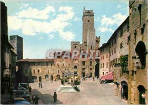 Postcard Modern S Gimignano Square Cisterne