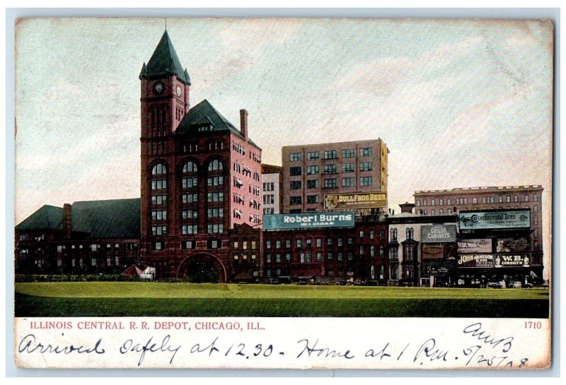 1908 Illinois Central Railroad Depot Scene Chicago Illinois IL Posted Postcard