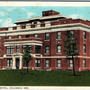 c1910s Columbus, Neb. Hospital Building Postcard American Art NE Antique A73