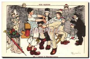 Our Sailors Before the Representation-boat Postal Card Old Illustrator Gervese