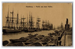 Postcard Germany Hamburg Partie Aus Dem Hafen Ships Boats