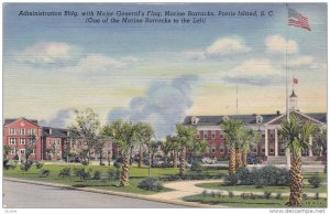 Administration Building with Major General´s Flag, Marine Barricks, Parris I...