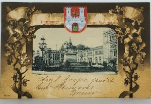 Hannover Ernst-Augustplatz c1901 Germany Crest Sheild Postcard K10