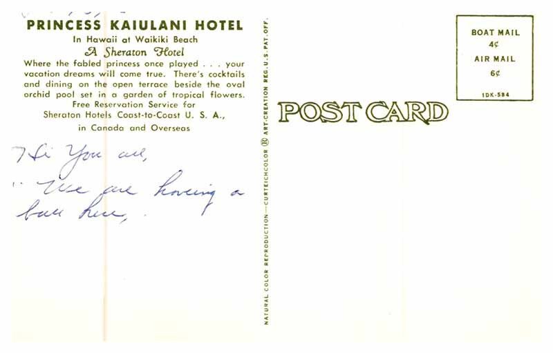 Postcard HOTEL SCENE Honolulu - Waikiki Hawaii HI AR3829