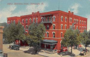 Champaign Illinois birds eye view Beardsley Hotel antique pc Y13160