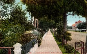 Santa Ana, California - Houses on tree-lined North Main Street - c1908