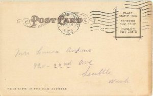Spokane WA Riverside Ave Vintage 1906 Postcard