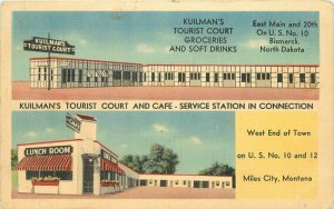 Miles City Montana Kuilman's Tourist Ct Cafe Service Station Postcard 21-12719