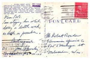 Postcard MOTEL SCENE Coral Gables Florida FL AT3921