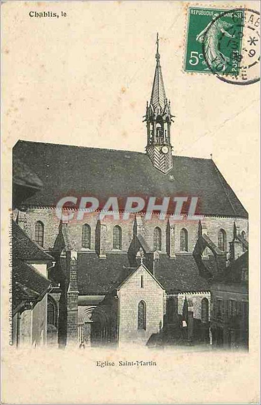 Postcard Old Chablis Saint Martin Church