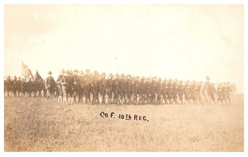 WW 1   Co. F 10th Regiment on parade