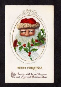 Merry Christmas Cheer Joy Greetings Santa Claus Postcard Vintage PC