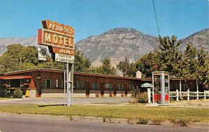 PROVO, UT Utah  REDWOOD MOTEL  Phone Booth  ROADSIDE   c1950's Chrome Postcard