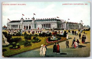 States Exhibit Building Jamestown Exposition 1907 Landscapes Crowd Postcard